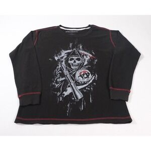 Sons Of Anarchy Thermal Shirt Mens XL Black Reaper Graphic Waffle‎ Knit